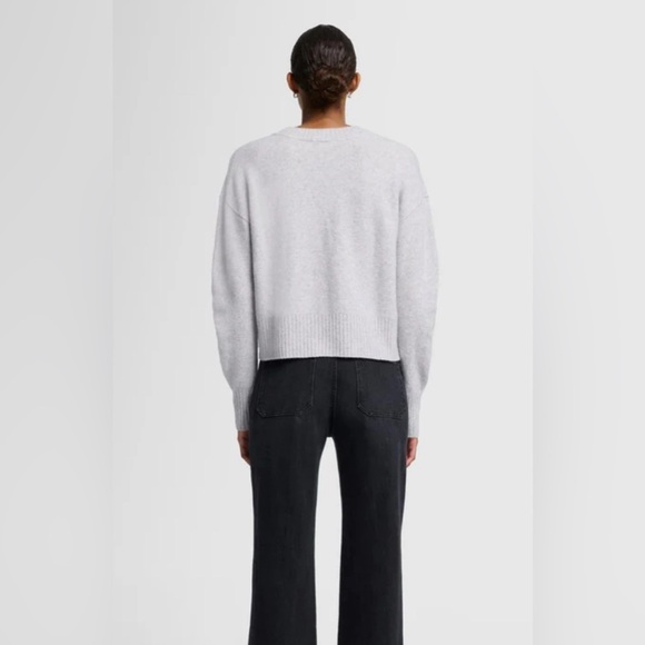 7 For All Mankind Cashmere Blend Crewneck Sweater White Sand - Picture 3 of 8